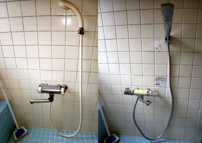 シャワー水栓　施工事例　名古屋市昭和区