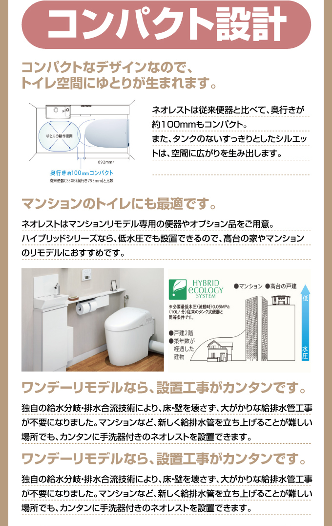 コンパクト設計TOTOネオレスト